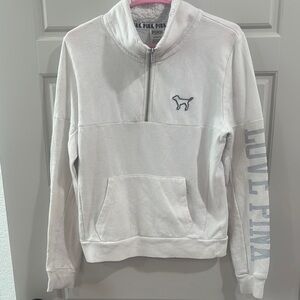 PINK Victoria's Secret White Half-Zip Pullover